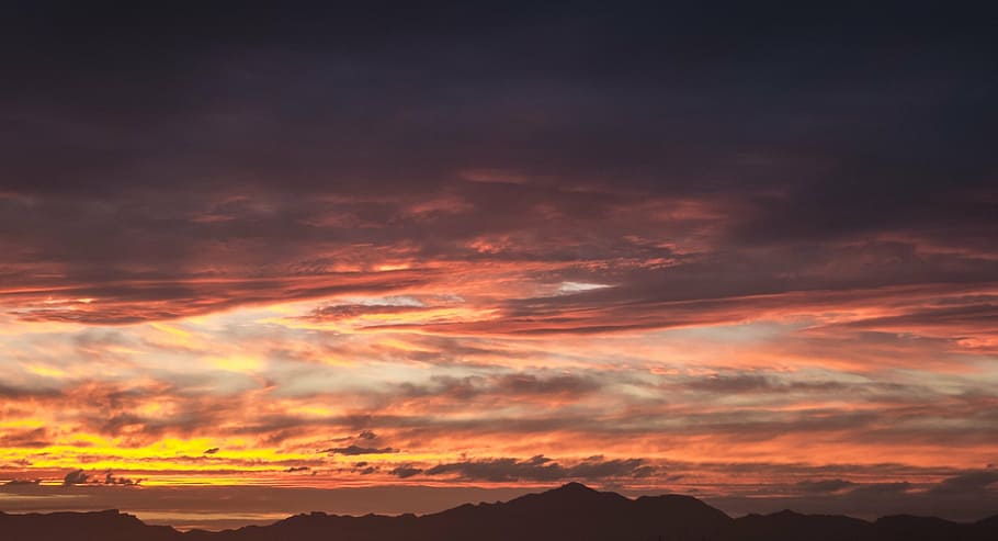 sunset, horizon, output del sol, clouds, backlight, twilight HD wallpaper