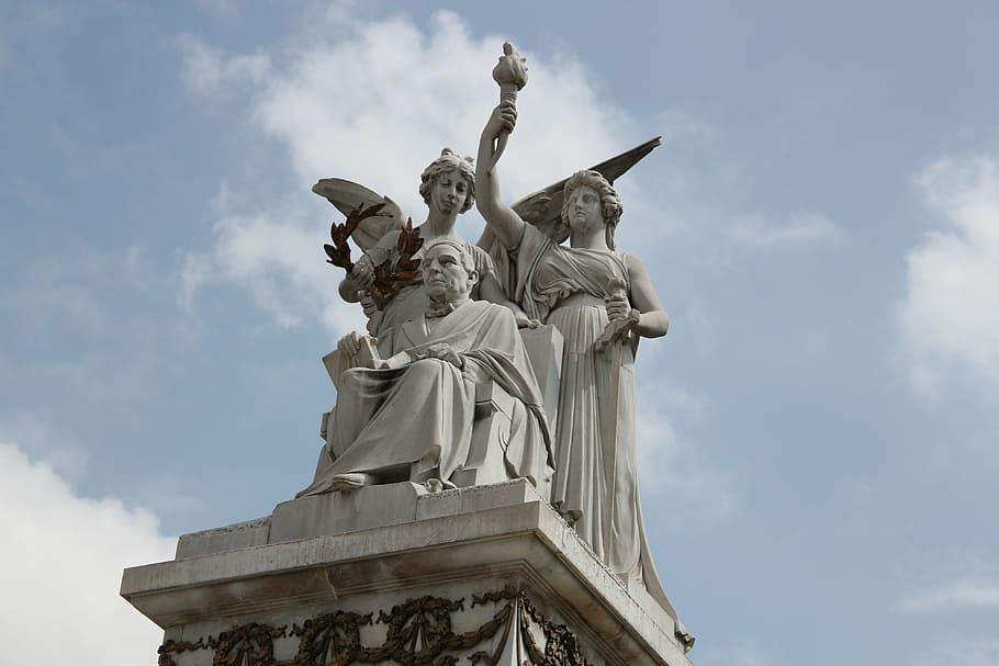 statue, sky, history, monument, sculpture, bronze, old, angel HD wallpaper