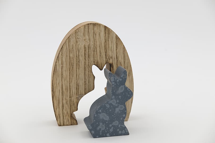 hare, easter bunny, easter theme, figure, decoration, wood - material HD wallpaper