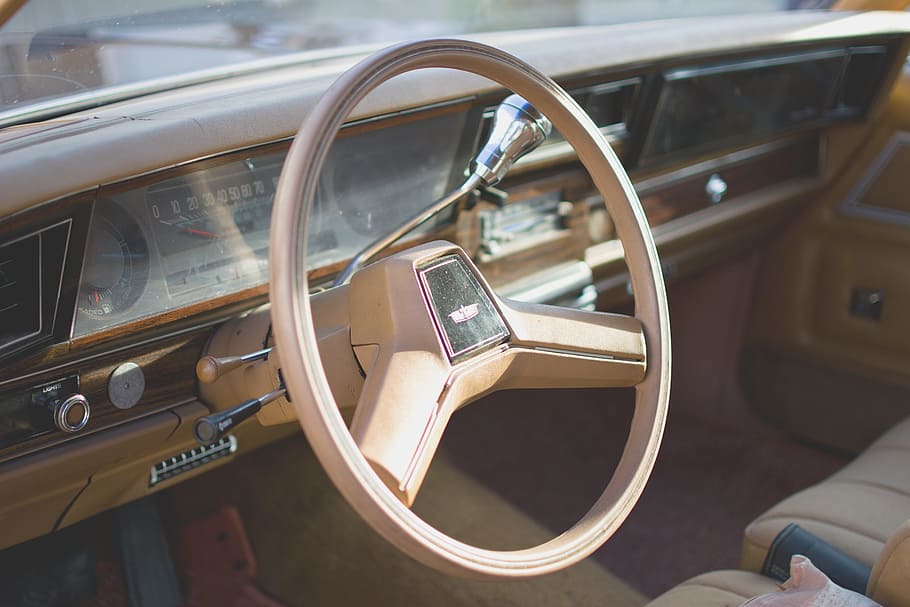 Yellow Car Steering Wheel, car interior, dashboard, gear shift HD wallpaper