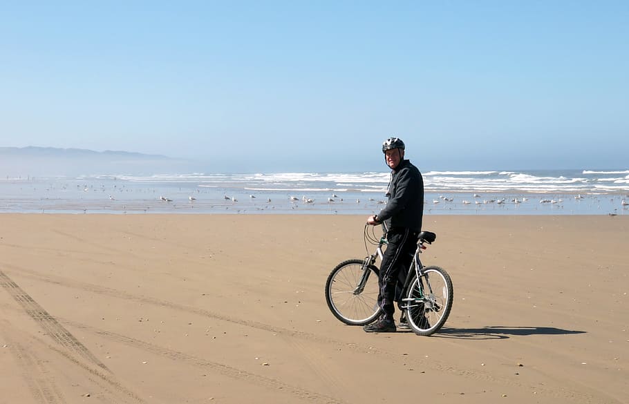 pismo, bike, beach, vacation, ocean, pacific, coast, sand, waves, HD wallpaper