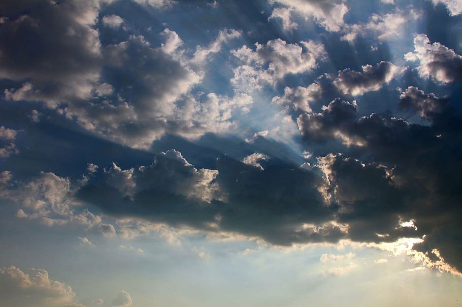 clouds, ray, beam, sun, sky, nature, cloud - sky, beauty in nature HD wallpaper