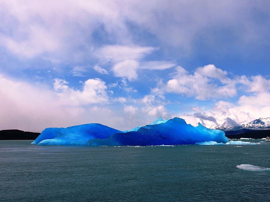 Iceberg, Ice, Blue, cloud - sky, mountain, scenics, nature HD wallpaper