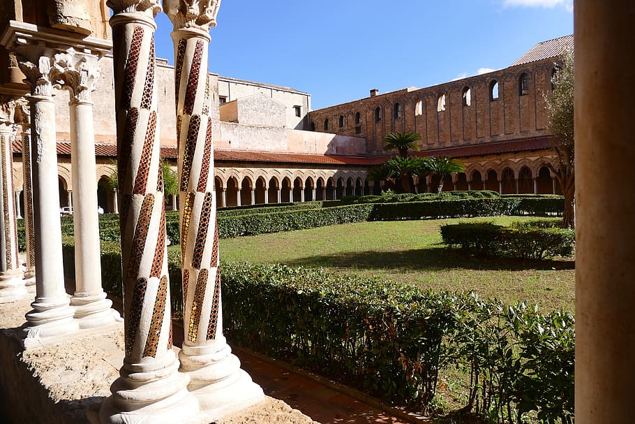 sicily, monastery, dom, italy, architecture, church, building HD wallpaper