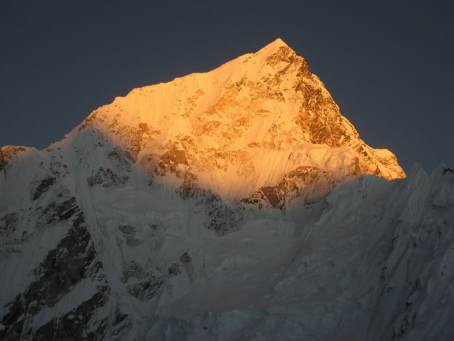 sunset, snow, m, mountain, mountain Peak, nature, winter, ice HD wallpaper
