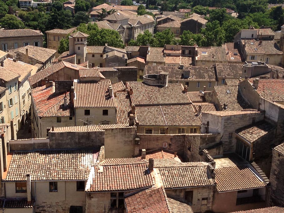 uzès, village, roof, roofing, southern france, building exterior, HD wallpaper