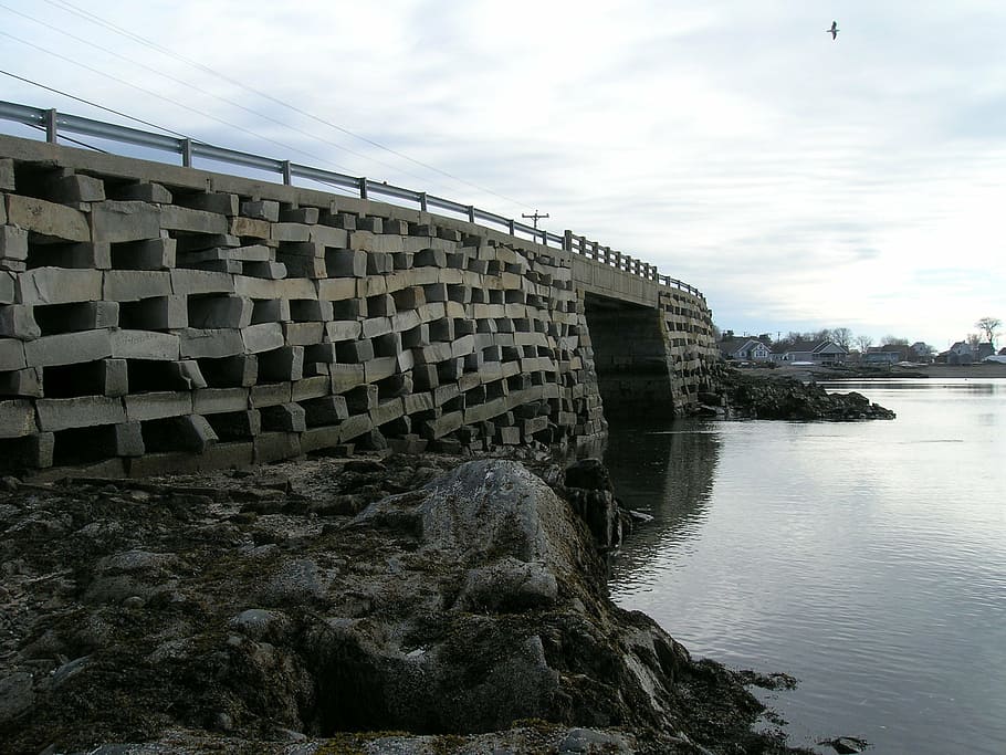cribstone, bridge, ocean, reflection, unique, granite, sea HD wallpaper