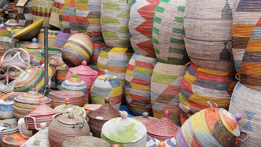 Baskets, Colorful, Woven, Stack, wicker basket, craft, container HD wallpaper