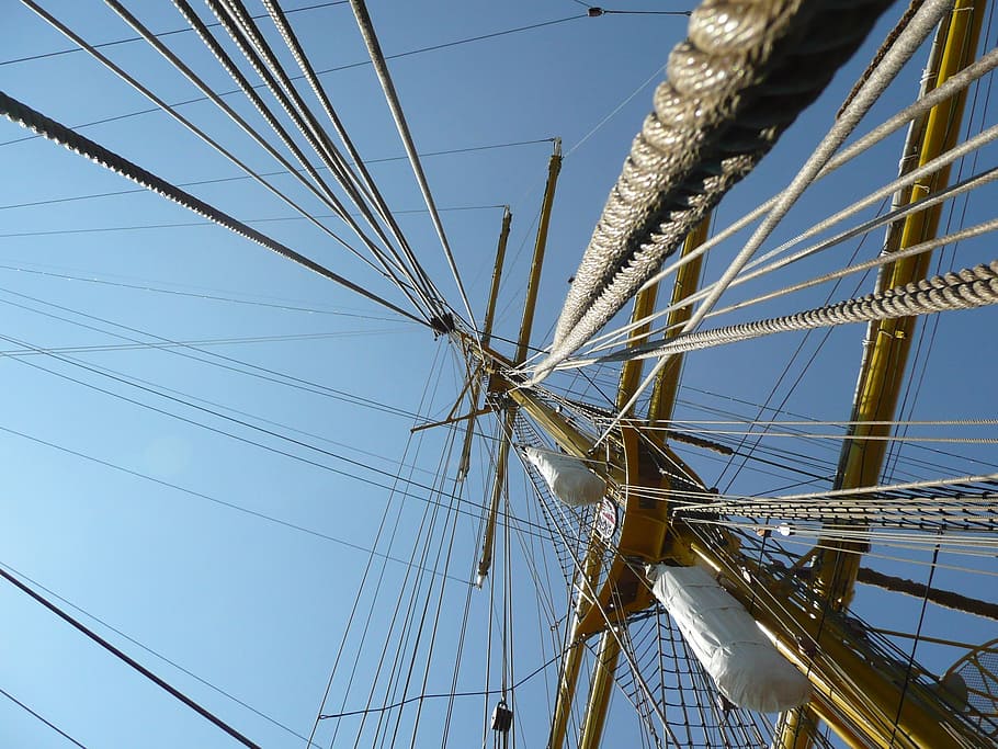 sailing vessel, rigging, dew, ship, masts, historically, hamburg HD wallpaper