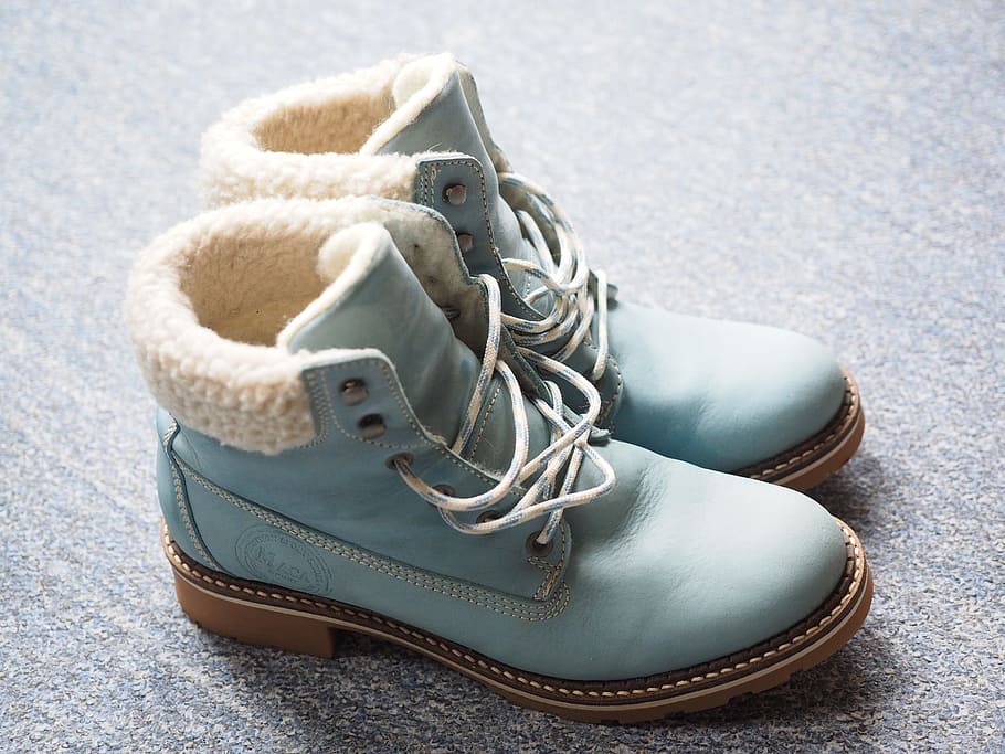 teal Timberland work boots, shoes, winter boots, leather boots, HD wallpaper