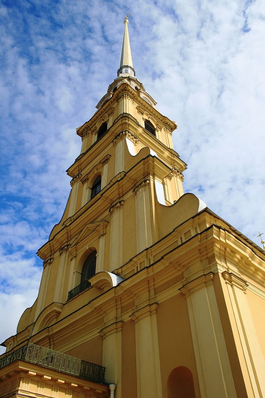 low angle photography of church, cathedral, architecture, yellow ochre building, HD wallpaper