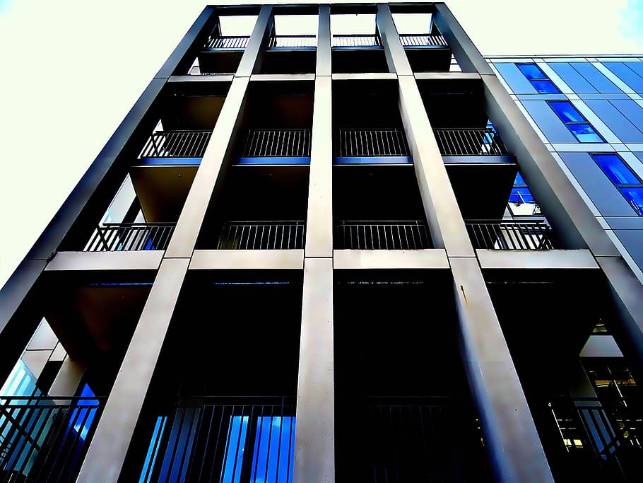 building, architecture, modern, balconies, facade, low angle shot HD wallpaper