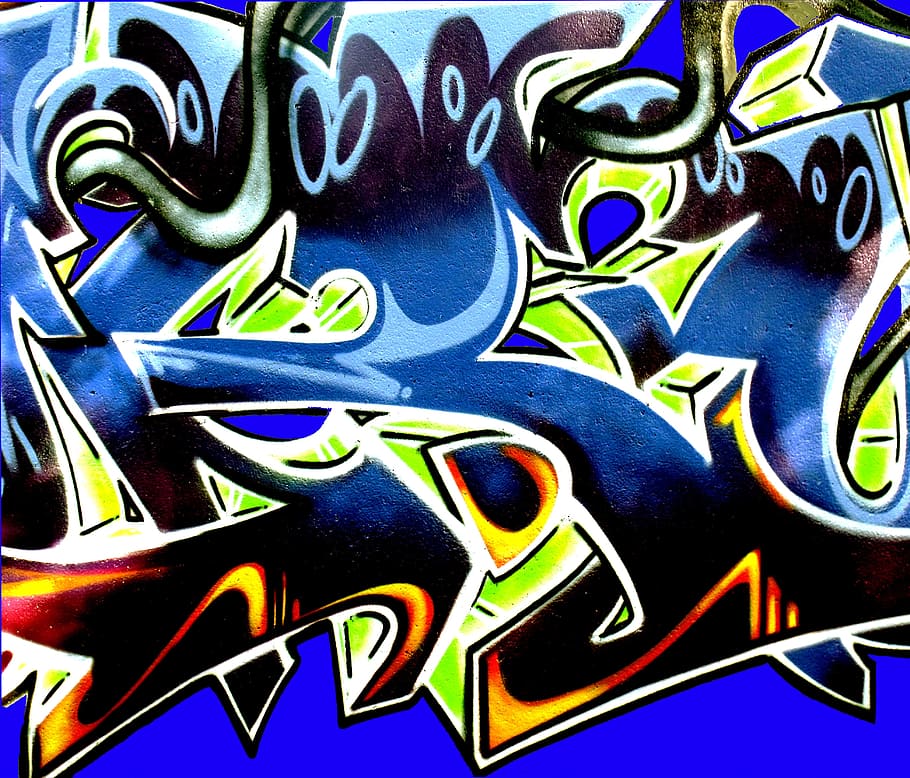 wall graffiti, Mural, Color, grafitti, wandmgrafitti, blue, grafittikunst