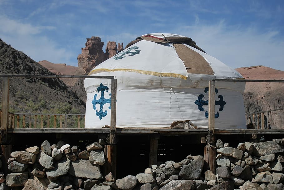 Yurt, House, Mongols, Nature, Canyon, day, mountain, no people, HD wallpaper