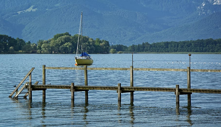 pier, web, boardwalk, jetty, water, chiemsee, landscape, chiemgau HD wallpaper