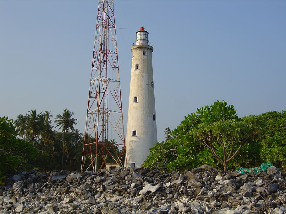 lighthouse, island, tower, sky, built structure, architecture HD wallpaper