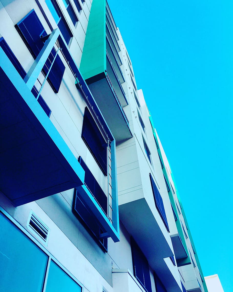 building, facade, high angle shot, sky, skyscraper, tall, urban HD wallpaper