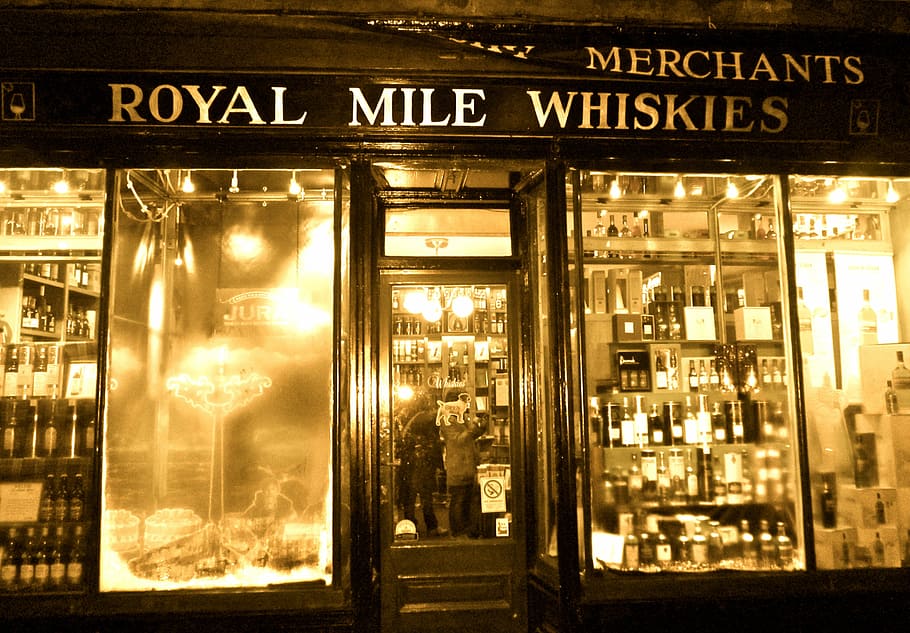 whisky, scottland, shop, store scotch, edinburgh, city, text, HD wallpaper
