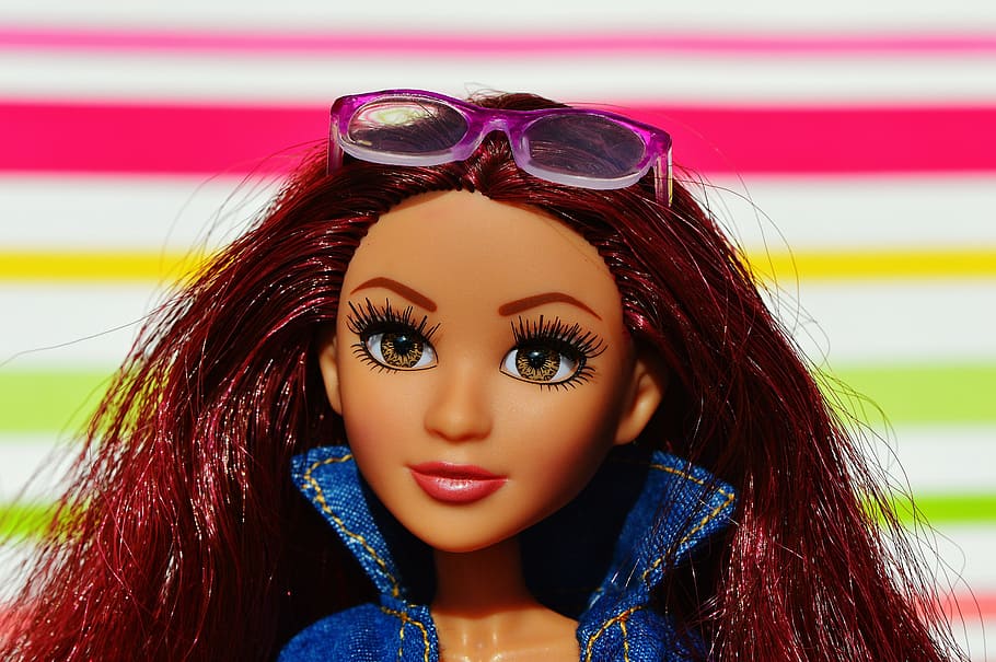 doll, pretty, face, eyes, glasses, beauty, hair, girl, play HD wallpaper