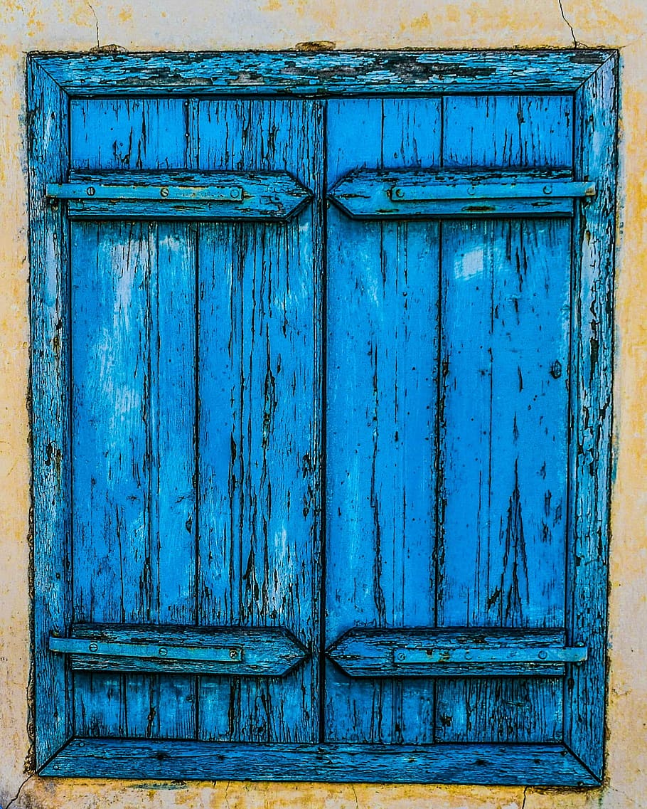 window, wooden, old, aged, weathered, rusty, blue, village HD wallpaper