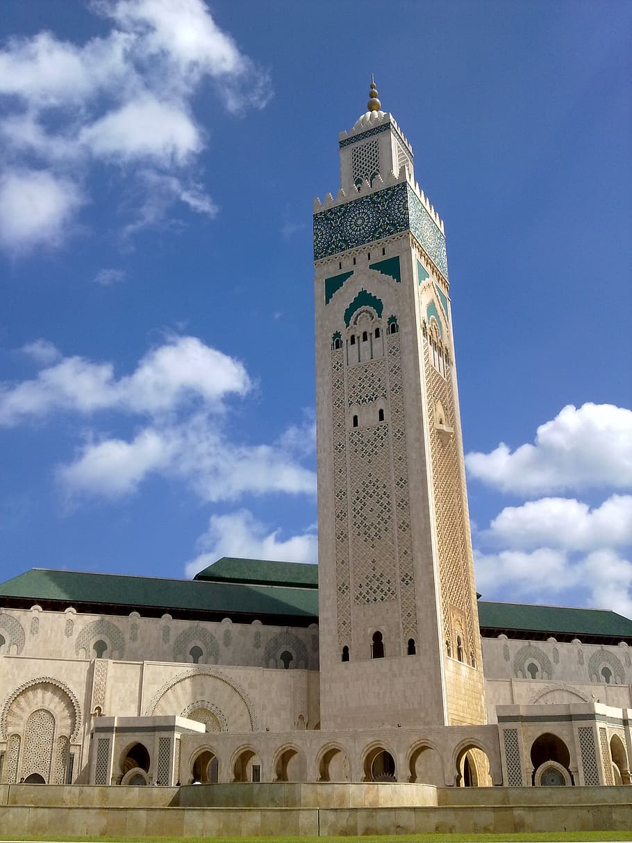 mosque, tower, casablanca, built structure, architecture, sky HD wallpaper