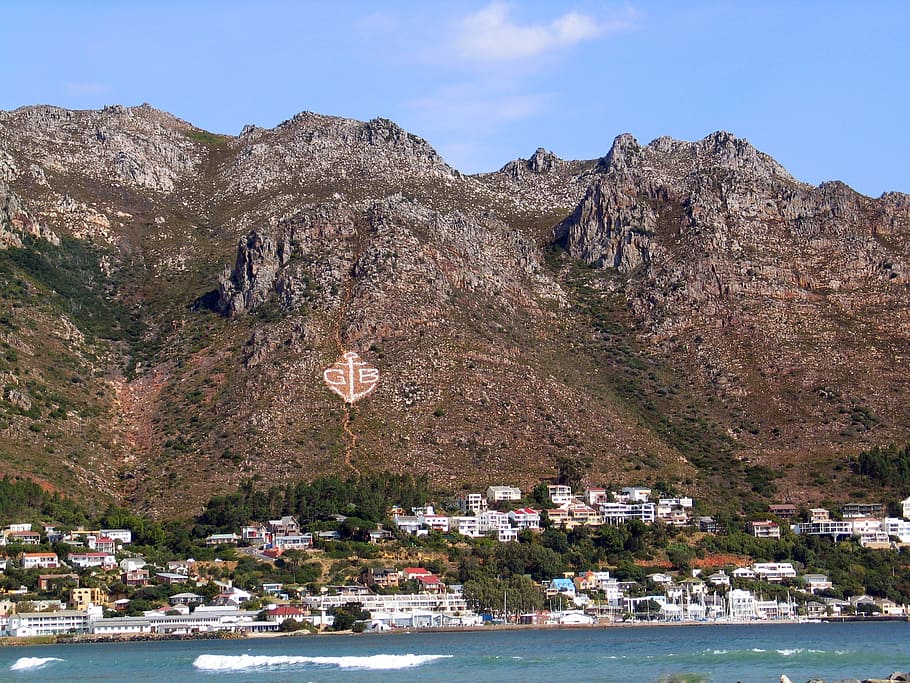 anchor, beauty, blue, cliffs, copy space, crags, gordons bay HD wallpaper
