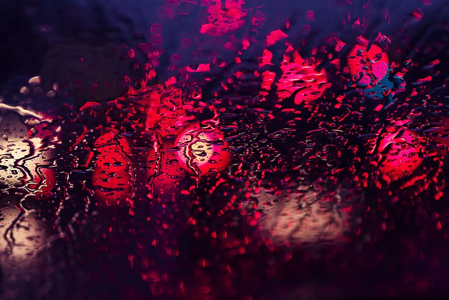Rain again, clear glass panel with water on surface, light, reflection HD wallpaper