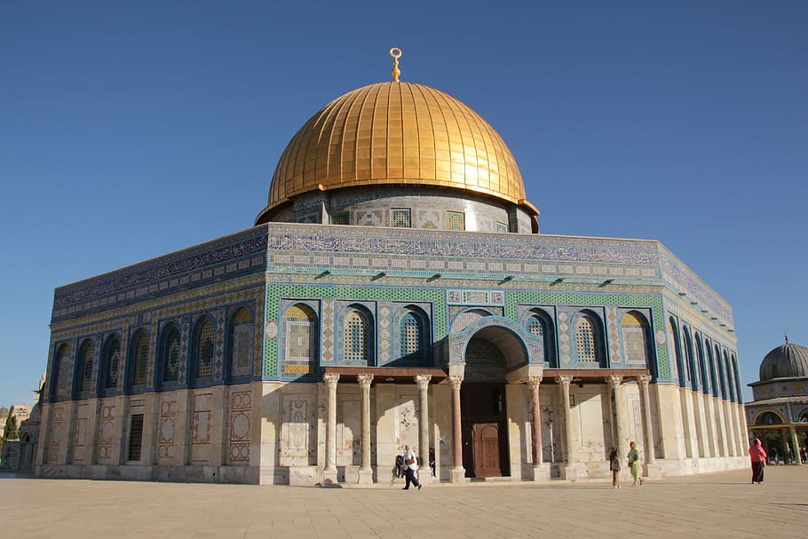 Gold Dome building, dome of the rock, mosque, islam, jerusalem, HD wallpaper
