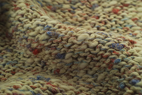 macro photography of brown, blue, and red textile, softness HD wallpaper