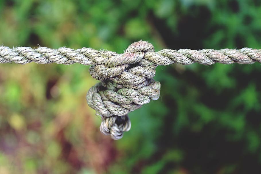 photo of gray rope, knot, dew, close, knotted, knitting, cord, HD wallpaper