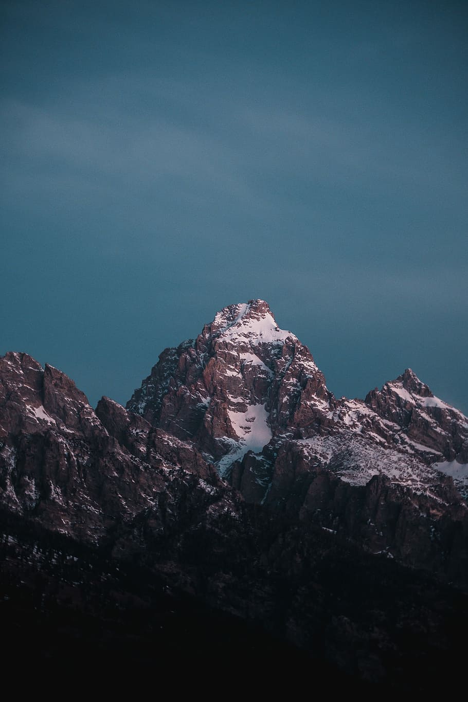 Peak of the Tetons, snow covered mountains, summit, cliff, sky HD wallpaper