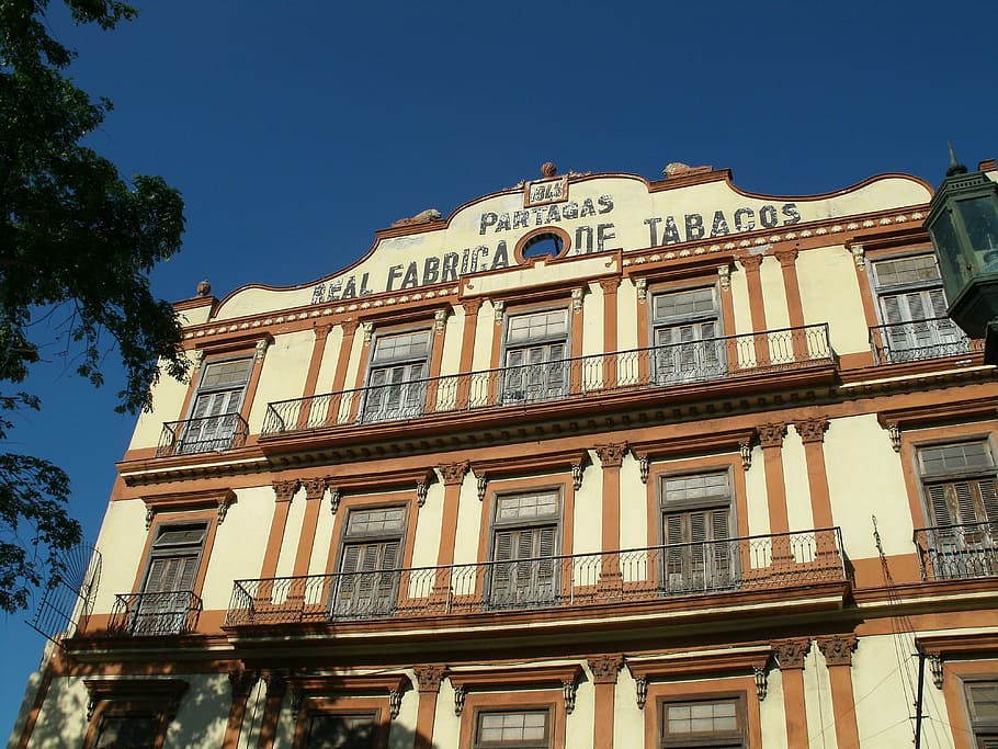 Cuba, Hotel, Havana, Façade, fabrica of tabacos, window, building exterior, HD wallpaper