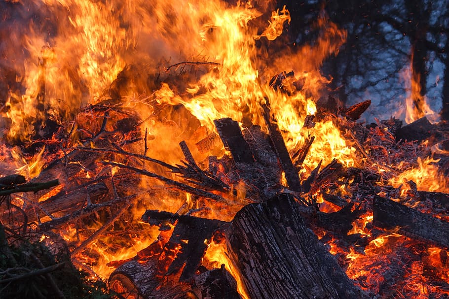 fire, campfire, yellow, heat, wood, flame, brand, red, burning HD wallpaper