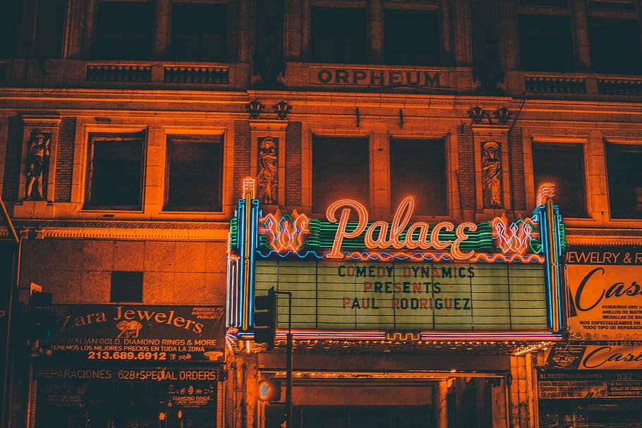 Palace LED signage, Palace neon signage on building, architecture HD wallpaper