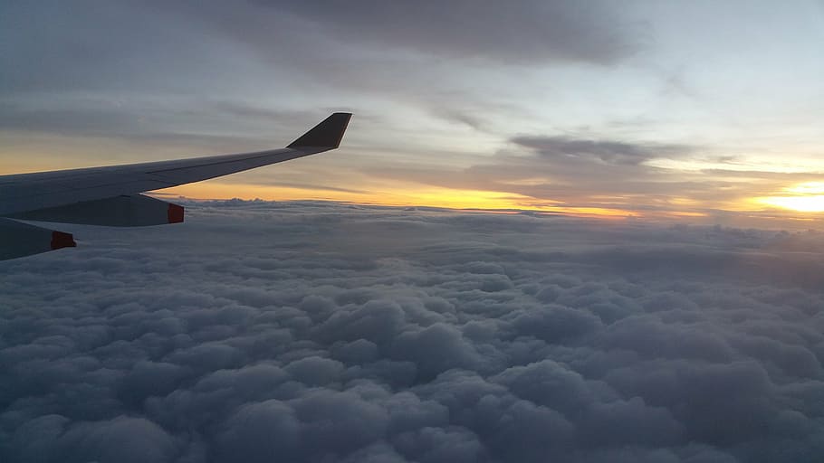 plane, sunset, sky, horizon, landscape, cloud - sky, air vehicle HD wallpaper