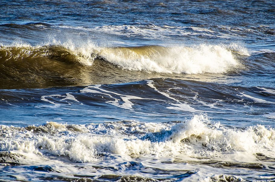 waves, blue, spray, sea, outdoor, adventure, coast, clear, fun HD wallpaper