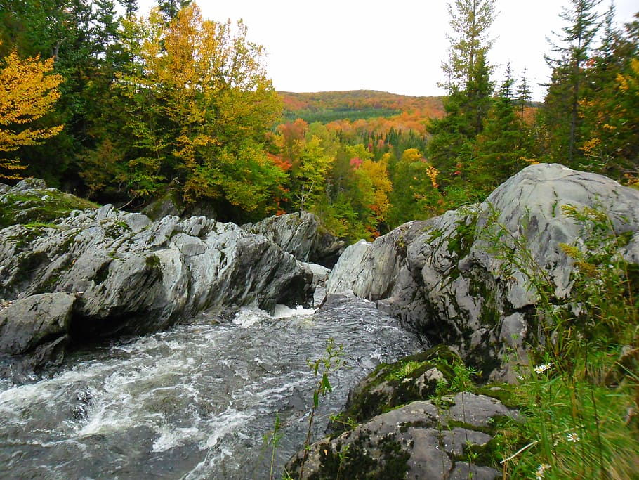 river, fall, cascade, québec, canada, landscape, nature, water courses HD wallpaper