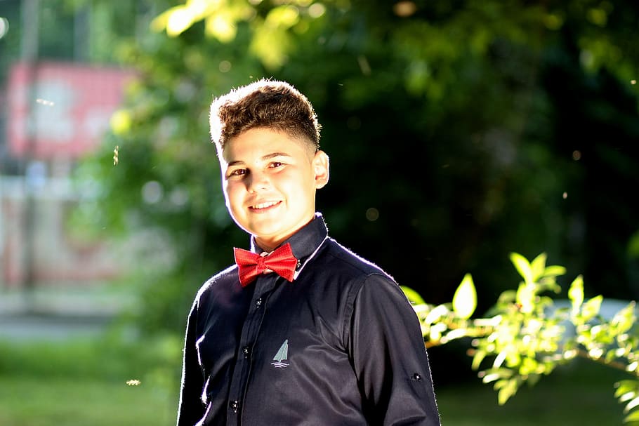 bath, bow tie, young, sympathetic, smile, child, boys, males HD wallpaper