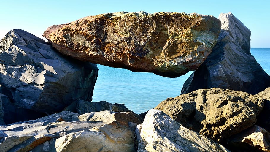 sea, stone, sassi, scoglio, rock, rock - object, solid, water HD wallpaper
