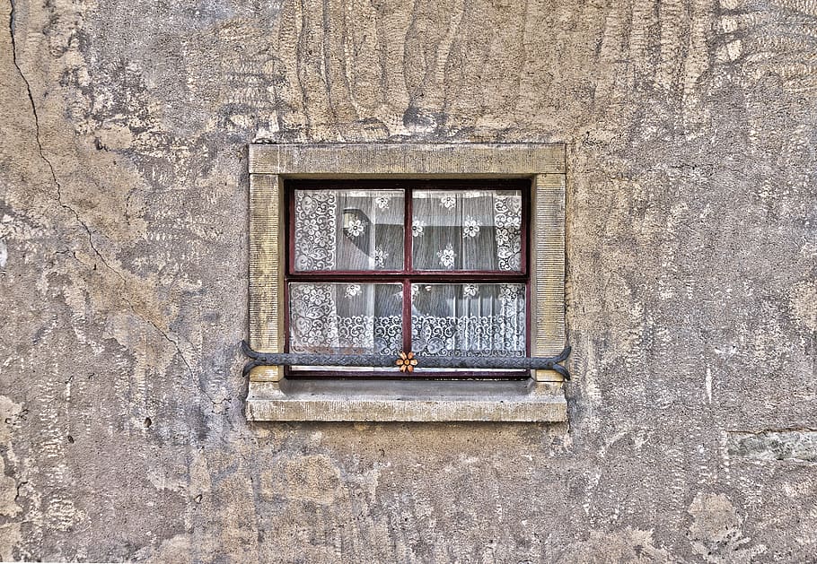 window, facade, old, wall, plaster, sand stone, hauswand, structure HD wallpaper