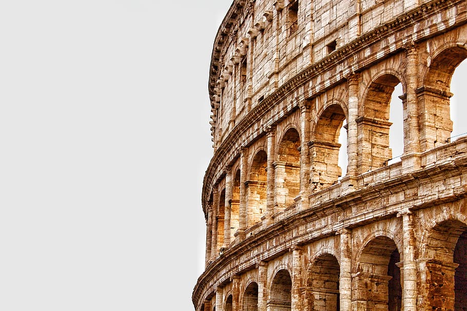 brown concrete building at daytime, colosseum, rome, italy, ancient rome, HD wallpaper