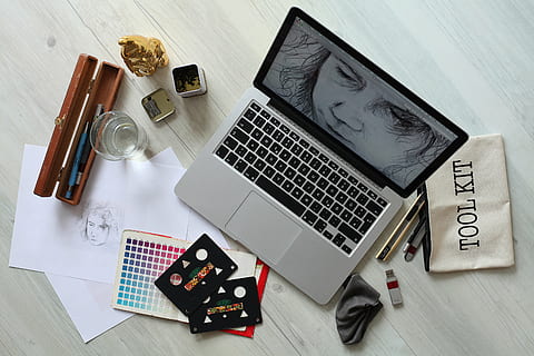 MacBook Pro, workplace, computer, creative, graphic, mobile HD wallpaper
