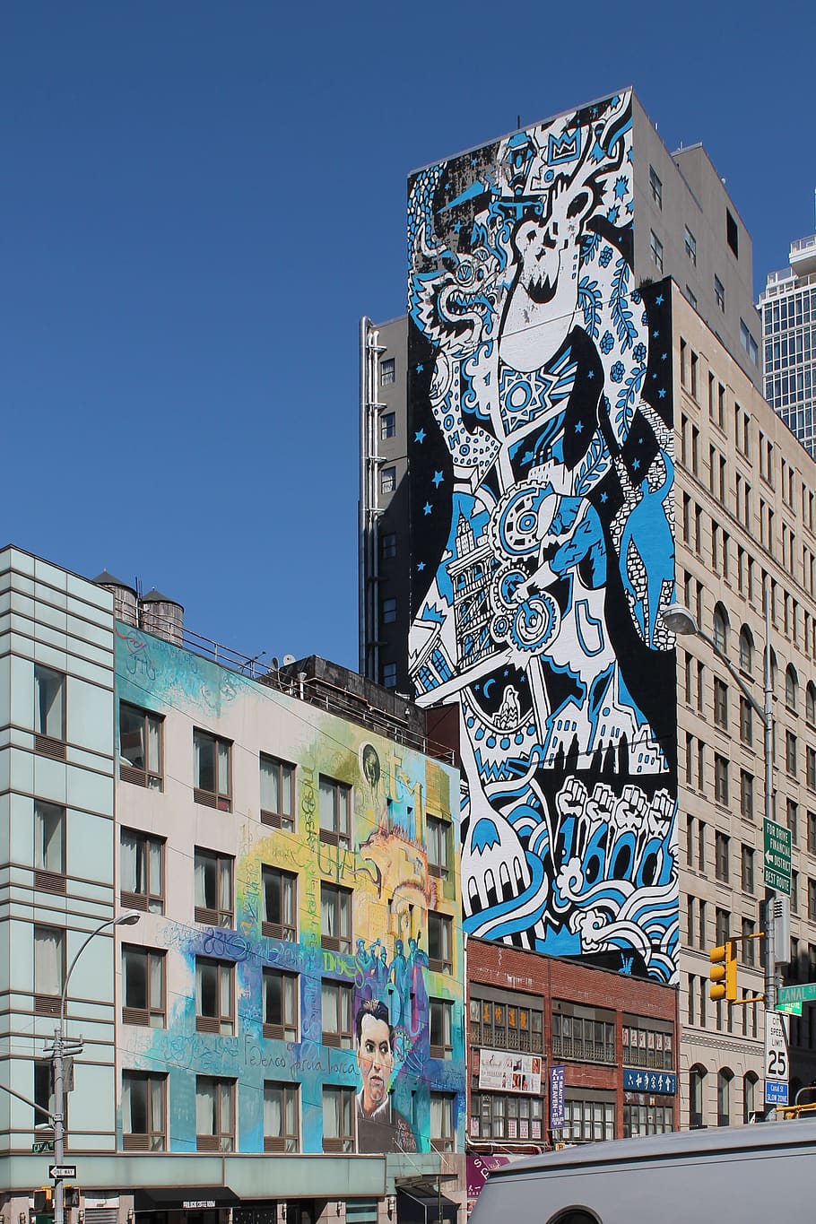 megalopolis, architecture, building, graffiti, new york, building exterior, HD wallpaper