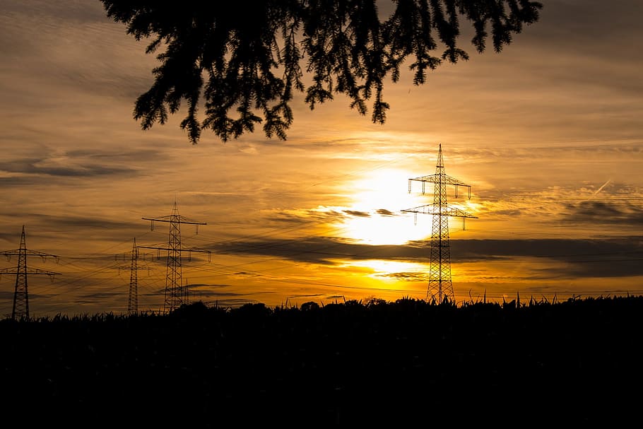 evening, mood, setting, sunset, atmosphere, sky, landscape HD wallpaper