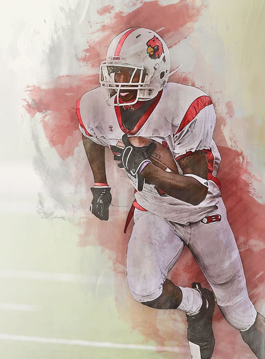 football player painting, american football, running back, runner, HD wallpaper