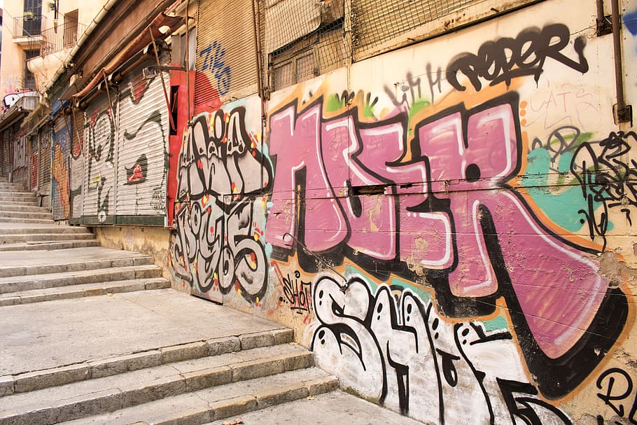 mallorca, palma, palma de mallorca, graffiti, old town, street art, HD wallpaper