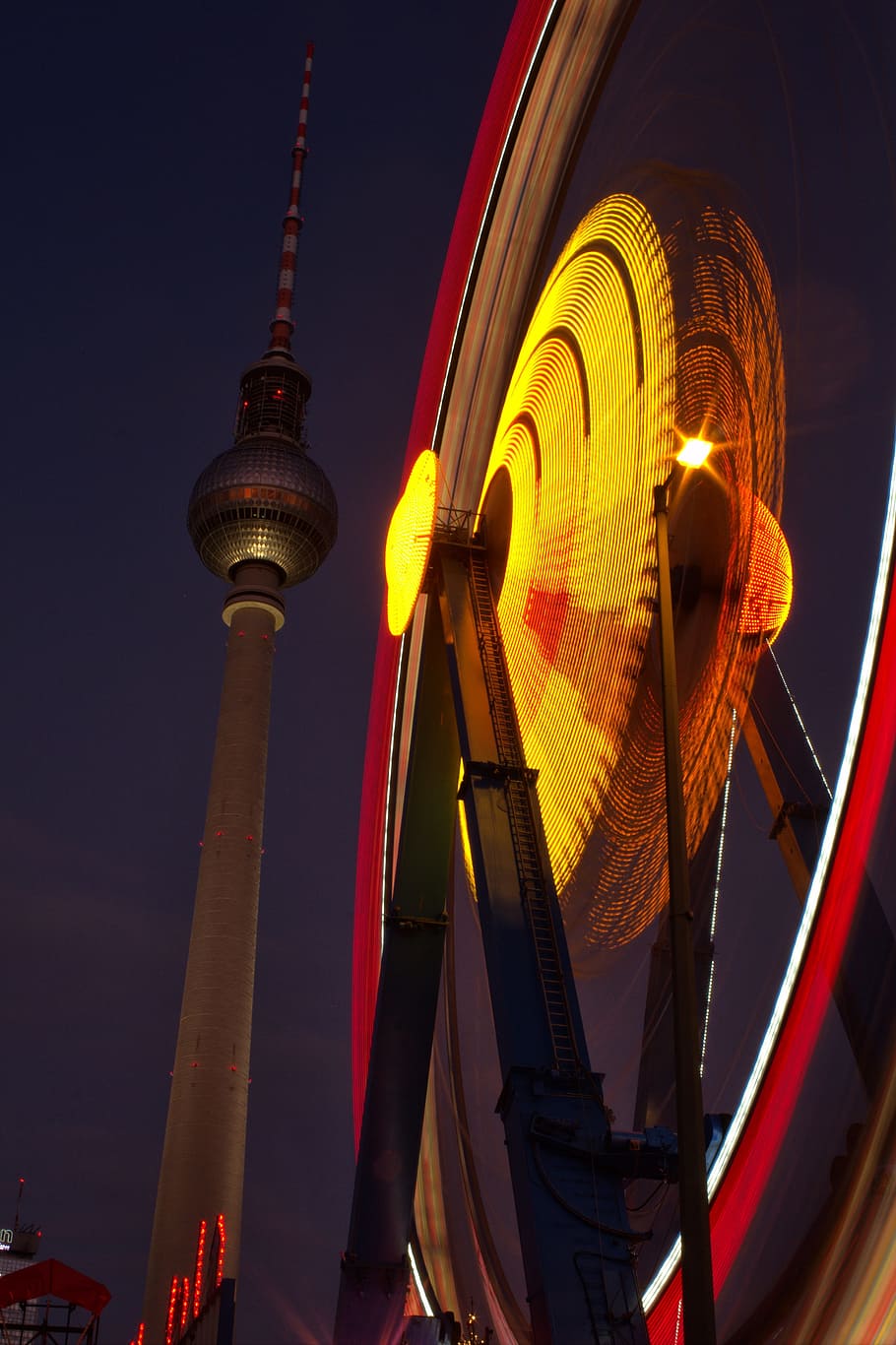 berlin, christmas market, romance, lights, dusk, night, alexanderplatz, HD wallpaper