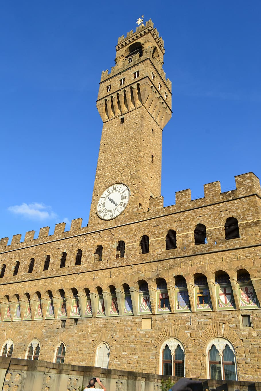 palazzo vecchio, florence, old palace, italy, tower, clock