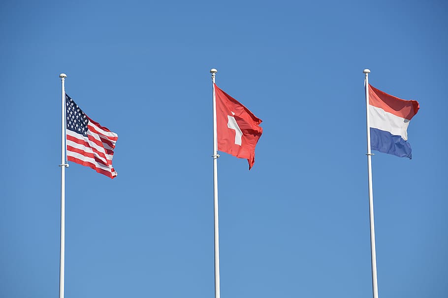 flags, country, nation, state, sky, america, switzerland, france HD wallpaper