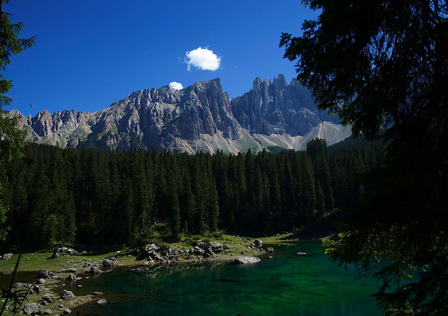 Mountain, Lake, Cloud, Sky, Landscape, ride, reflection, hiking HD wallpaper